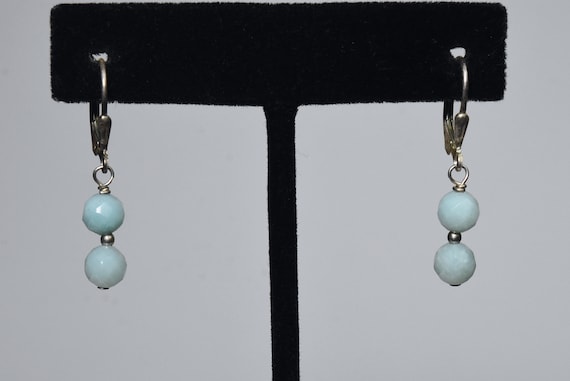 Sterling Silver Amazonite Bead Earrings - image 1