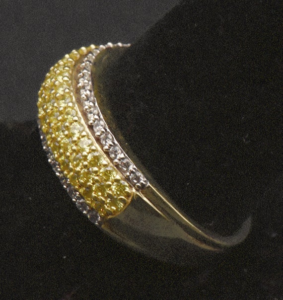 Vintage Gold Tone Sterling Silver Yellow Cubic Zi… - image 4