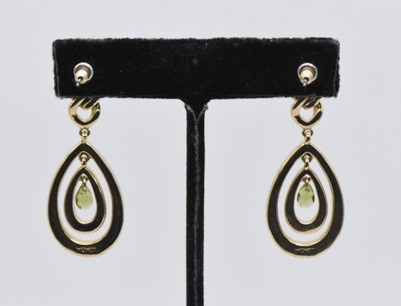 Monet - Vintage Gold Tone Faux Peridot Earrings - image 4