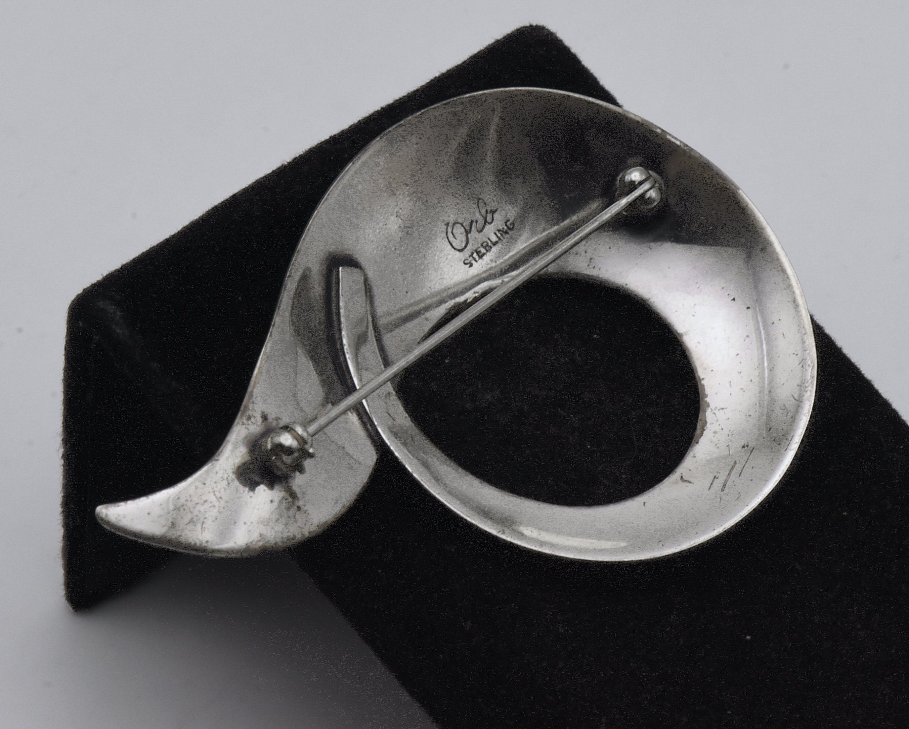 Broche Vintage En Argent Sterling Moderne - Signée Orb - Occasion, Bijou De Collection