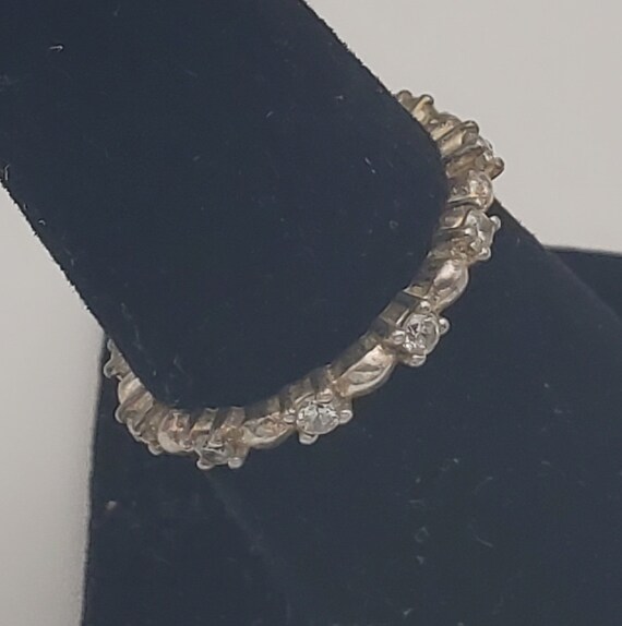 Sterling Silver Crystal Glass Band - Size 7 - image 7