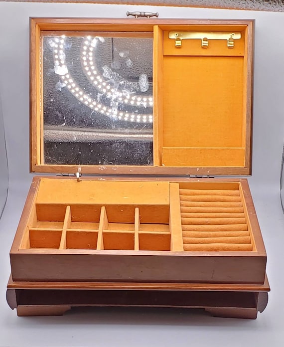 SANKYO 木製オルゴール ジュエリーボックス Sankyo - ヴィンテージ ウッド 寄木張りトップ オルゴール ジュエリー