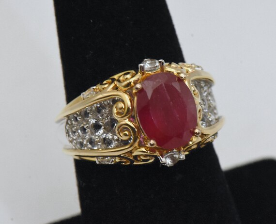 Composite Ruby and Colorless Sapphire Dual Tone S… - image 3