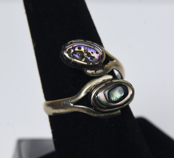 Silver Bypass Abalone Shell Ring - Size 6.5 - image 2