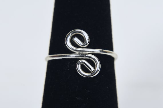 Vintage Sterling Silver Split Shank Wire Spiral R… - image 2