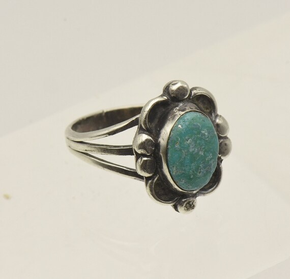 Vintage Handmade Turquoise Sterling Silver Ring -… - image 5