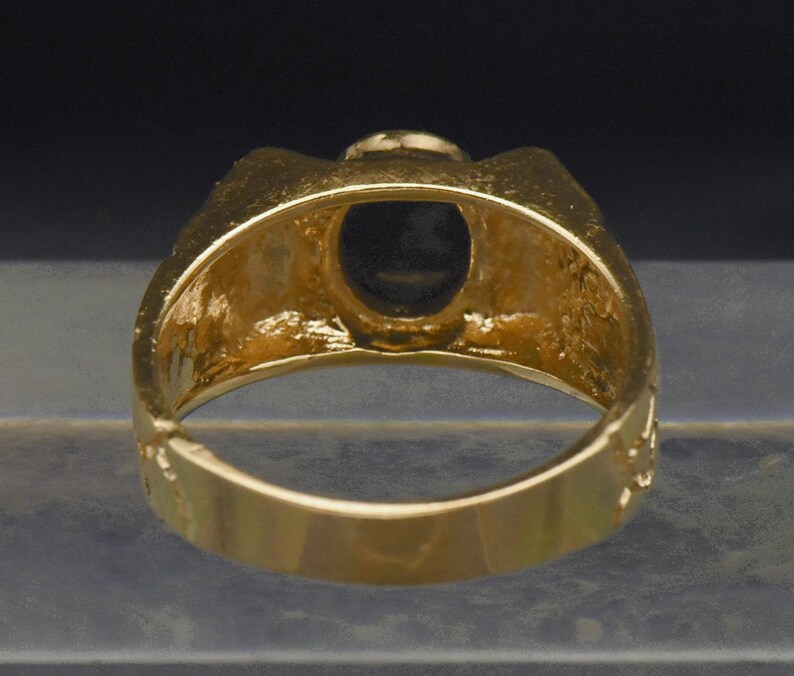 Saleman Rind Vintage Synthetic Star Sapphire Gold Plated Salesman Sample Ring - Size ...
