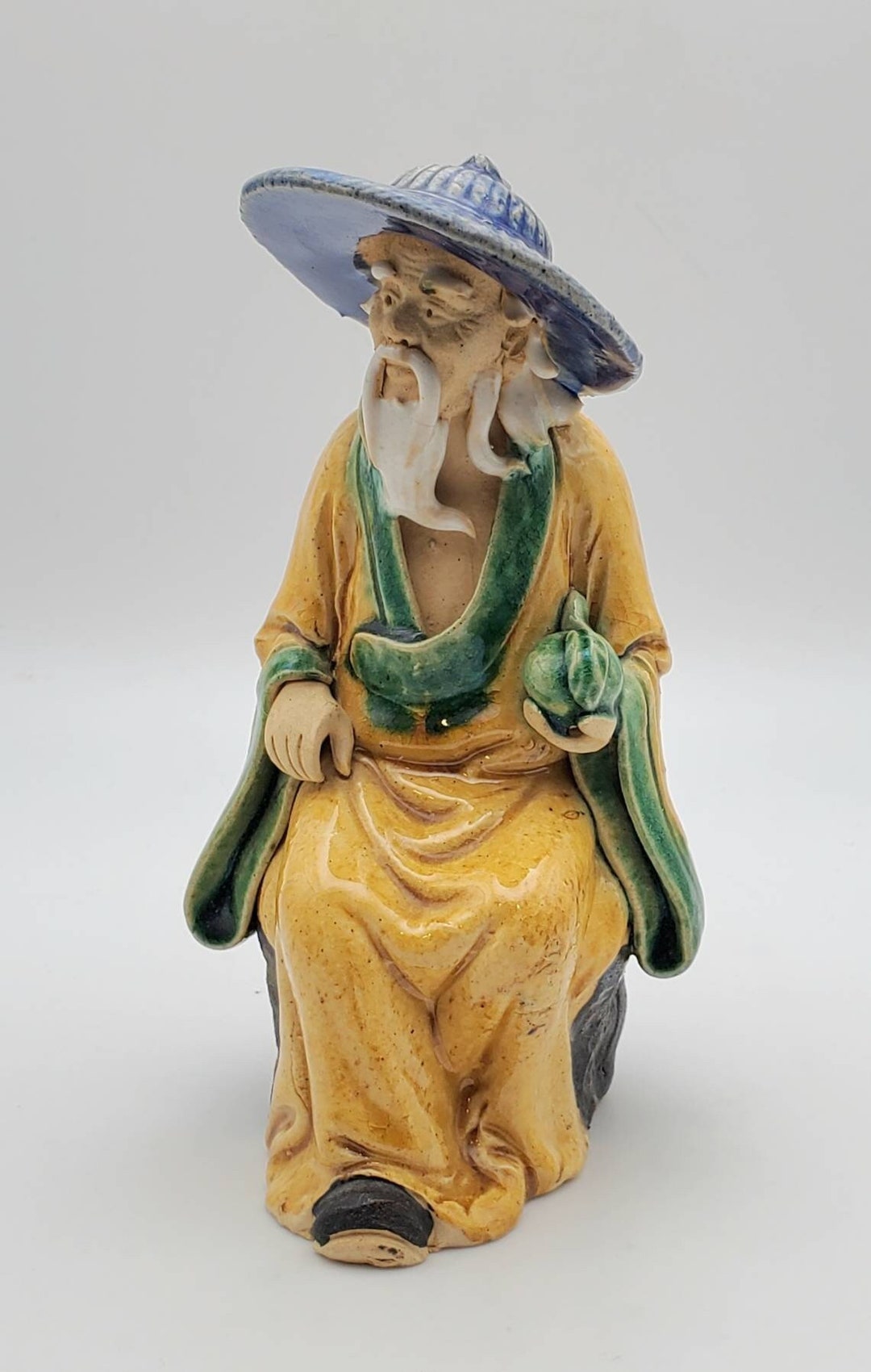 置物 Vintage ceramic figurin Vintage Ceramic Nicely Detailed Bearded Elder Chinese Man