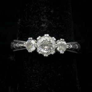 Tacori - Vintage Sterling Silver CZ Three-Stone Ring - Size 9