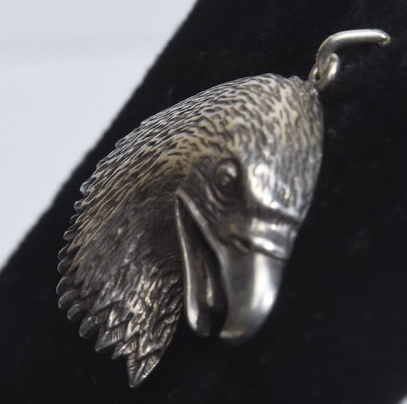 Vintage Sterling Silver Screeching Eagle Head Pen… - image 4