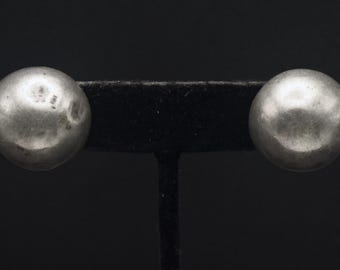 Vintage Handmade Silver Dome Screw Back Earrings - AS IS
