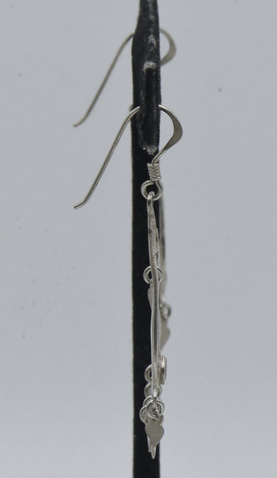 Vintage Handmade Sterling Silver Dangle Earrings - image 3
