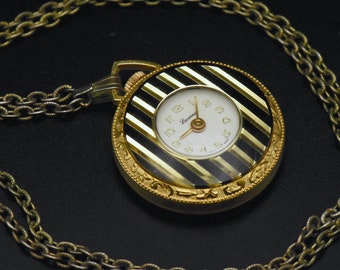 Lucerne - Vintage Swiss Pendant Watch Chain Necklace - 24"