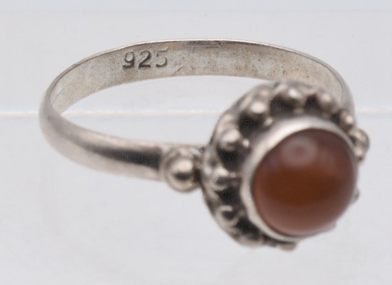Vintage Handmade Carnelian Sterling Silver Ring -… - image 8