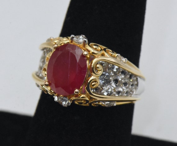 Composite Ruby and Colorless Sapphire Dual Tone S… - image 6