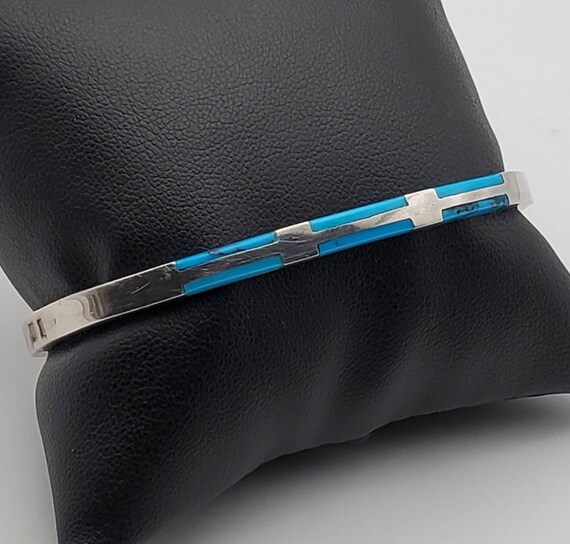 Vintage 950 Silver Turquoise Hinged Bangle - Etsy Canada