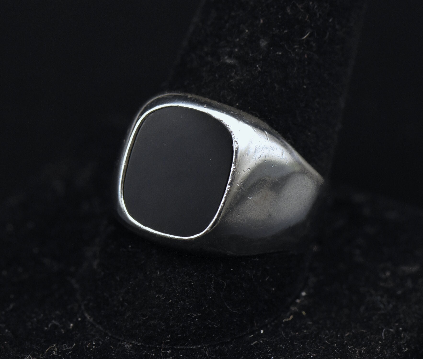 Avon Vintage Sterling Silver Black Onyx Ring Size 11 Etsy