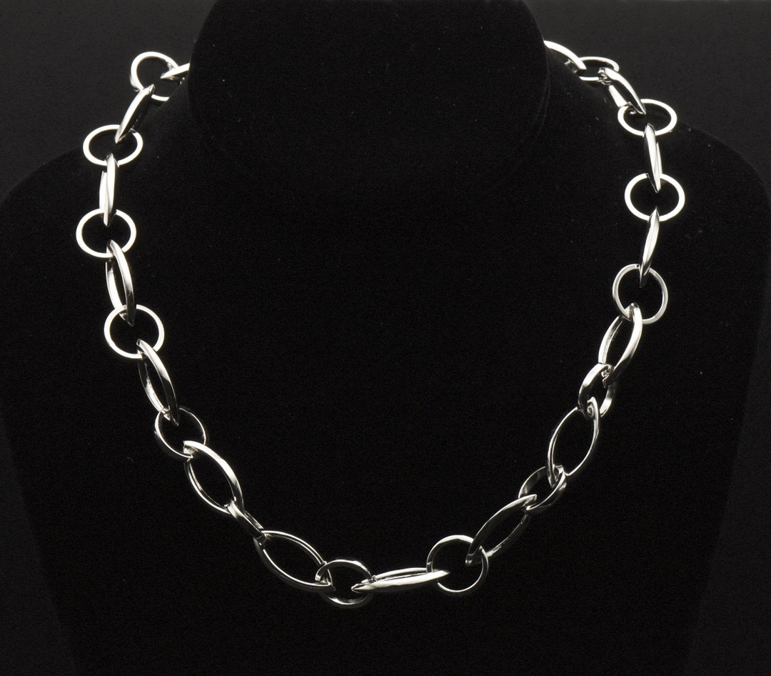 Rosssimons Chic Vintage Polished Sterling Silver Chain Link Necklace 18.5 Etsy