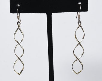Sterling Silver Double Helix Dangle Earrings