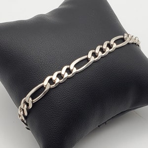 Vintage Italian Sterling Silver Figaro Link Bracelet - 8&quot;