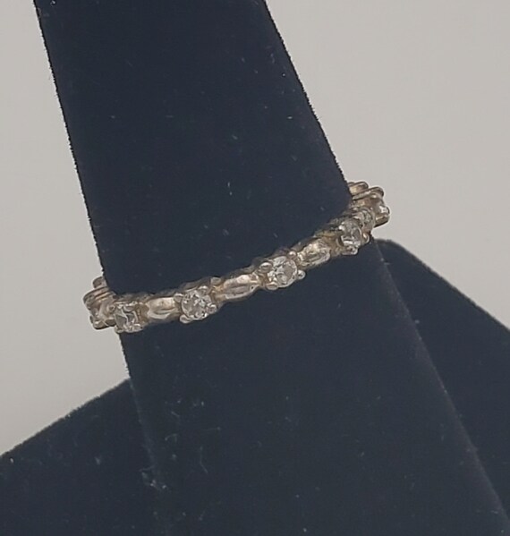 Sterling Silver Crystal Glass Band - Size 7 - image 8