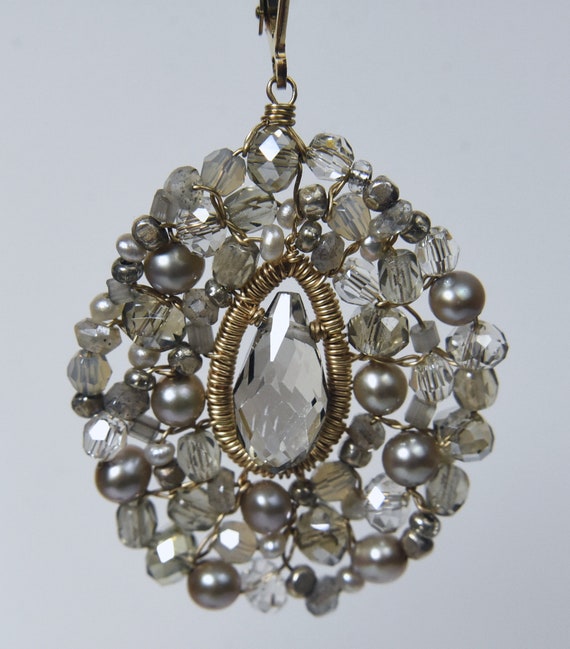 14k Gold Filled Crystal, Pearl and Labradorite Be… - image 3