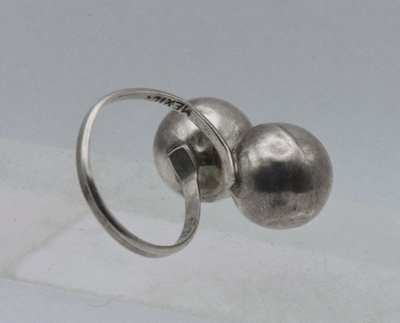Vintage Handmade Sterling Silver Ball Bypass Ring… - image 8