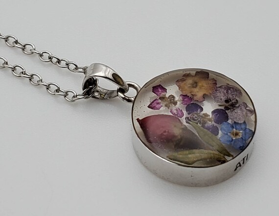 Pendentif Vintage Or Avec Fleur Séchée - Modèle Unique 2818, Occasion, Bijou Original
