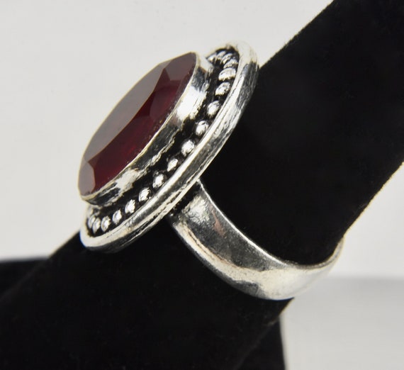 German 800 Silver and Garnet Ring - image 3