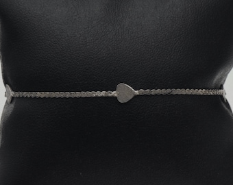Vintage Italian Sterling Silver Heart Chain Bracelet - Broken Clasp
