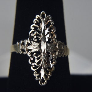Sterling Silver Ornate Pierced Design Ring - Size 7 and 8