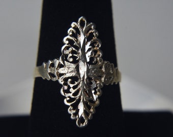 Sterling Silver Ornate Pierced Design Ring - Size 7 and 8