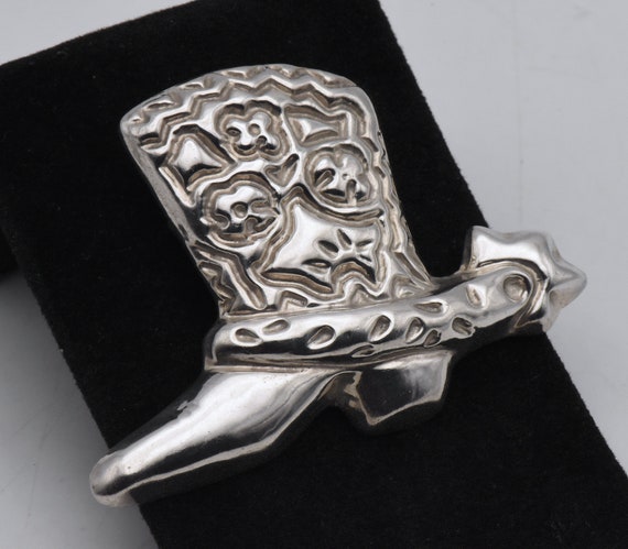 Vintage Handmade Mexican Sterling Silver Cowboy B… - image 3