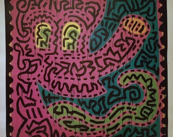 Keith Haring - "Ohne Titel, April 11, 1984" Vintages ungerahmtes Plakat