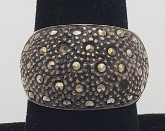 Vintage sterlingzilveren marcasietring - maat 7,5"