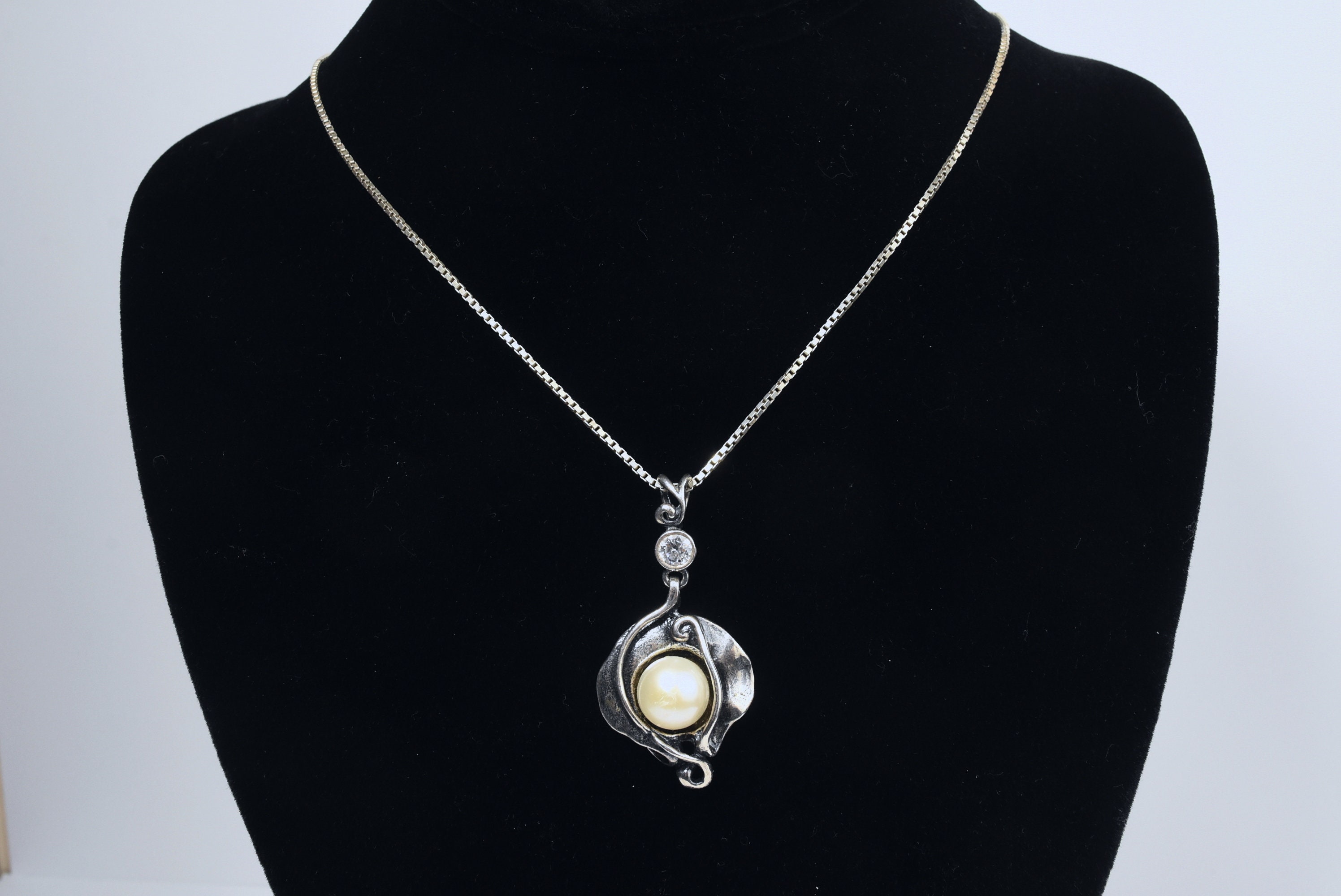 【STONEHENgE】Silver Material Pearl Cubic Necklace SC24B26E StoneHenge Silver Pearl Necklace SC1670 Silver925 Rose Gold