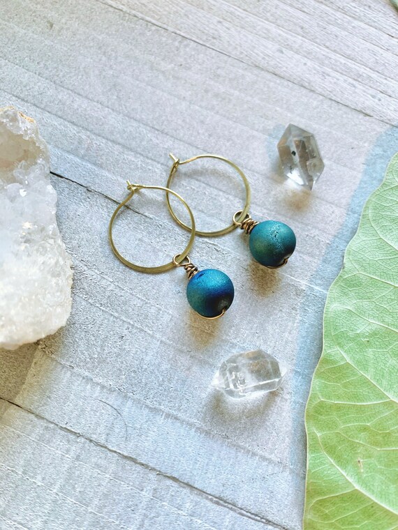 Druzy hoop earrings sale
