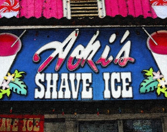Aoki's Shave Ice, Oahu Hawaii, Hawaiian Art, Photography, Fine Art Print, Wall Decor, Hawaiian Photo, Hawaiian Street Art