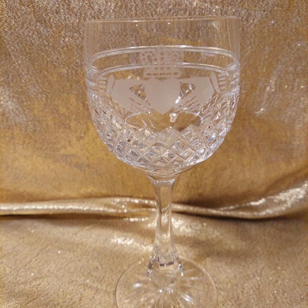 Vintage Galway Irish Crystal Etched Claddagh Suite Goblet Glass Marriage