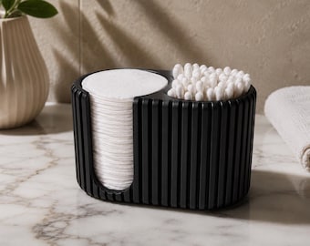 Moderne schwarze Badezimmer Organizer | Halter für Wattepad & Wattestäbchen