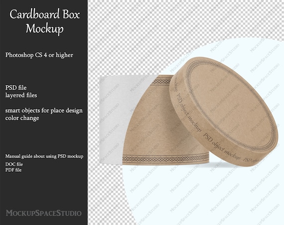 Download Round box mockup craft box cardboard gift box opened box ...