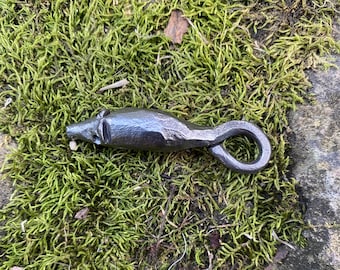 Hand forged mouse keychain.