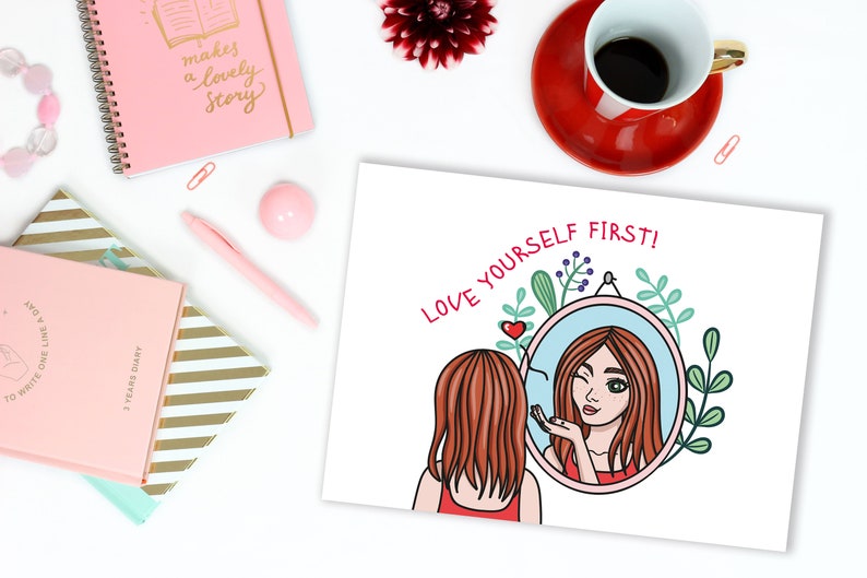 Love Yourself First Card Printable Anti Valentine S Day Etsy
