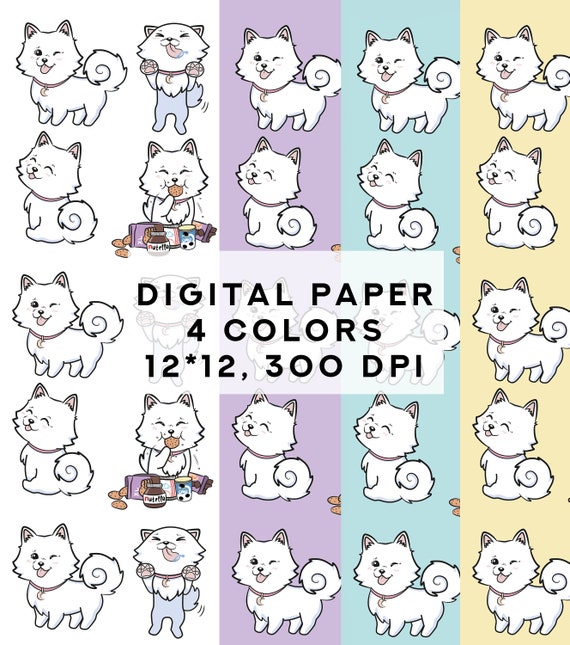 Samoyed Gift Wrapping Paper Printable Wrapping Paper Instant Etsy