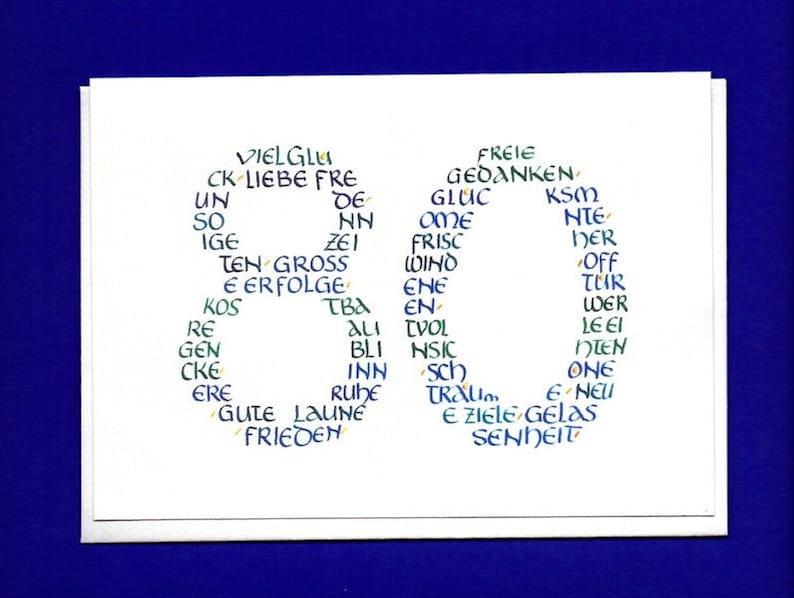 Grußkarte 80. Geburtstag Etsy.de