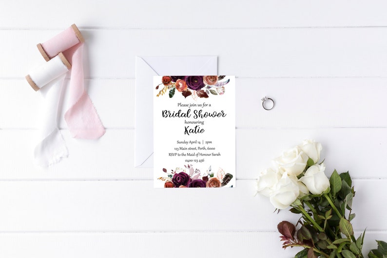 Printable Diy Bridal Shower Printable Wedding Invitation Etsy
