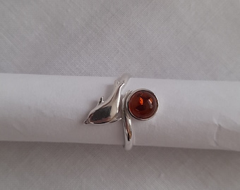 Silver ring with amber