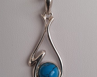 Pendant, silver pendant with turquoise, a unique, modern, unique product.