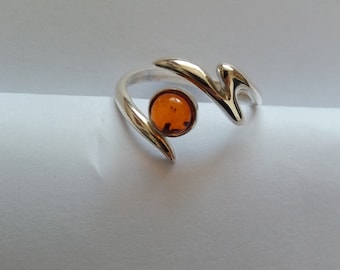 Silver Ring With Amber