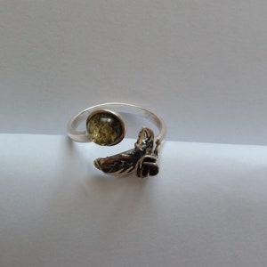 Silver ring with amber image 3